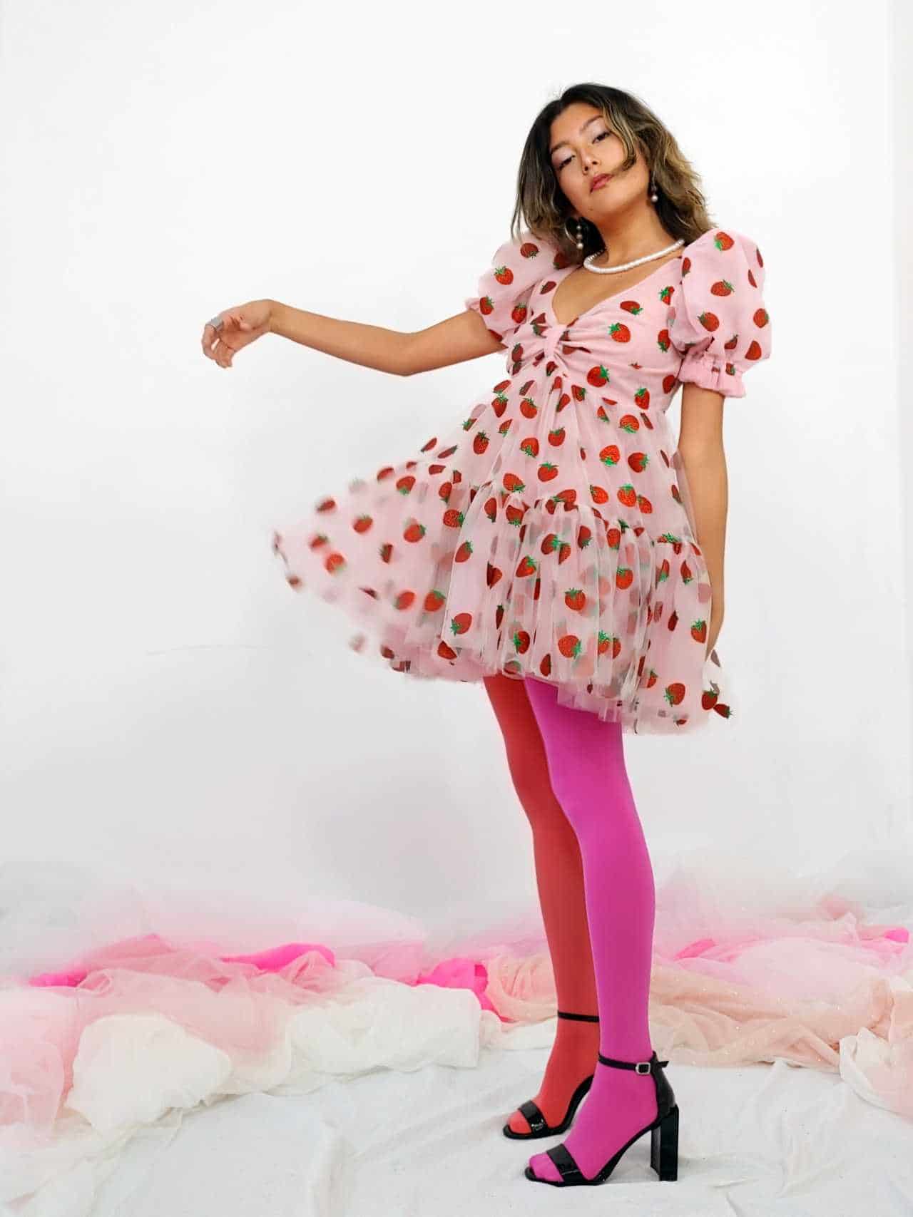 strawberry print dress
