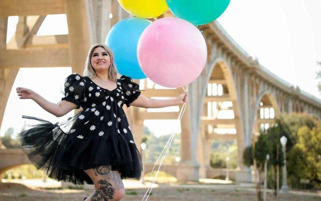 Black Daisy Tulle Dress with Ballons