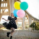 Black Daisy Tulle Dress with Balloon