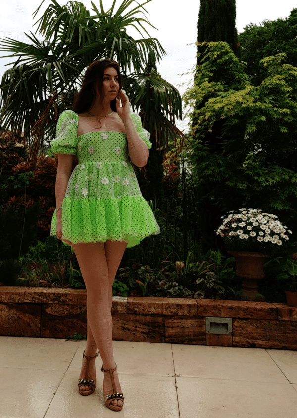 Green Cottagecore Daisy Doll dress