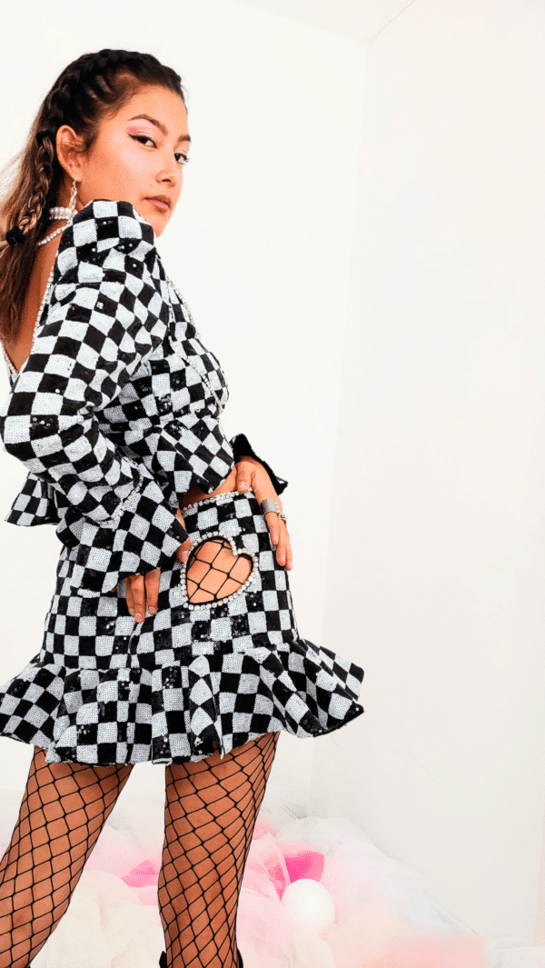 Checkered crop top and short ruffle skirt set - Cirque doll -